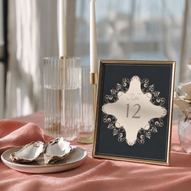 Affiche Numéro de table de mariage baroque de luxe (Créateur téléchargé)