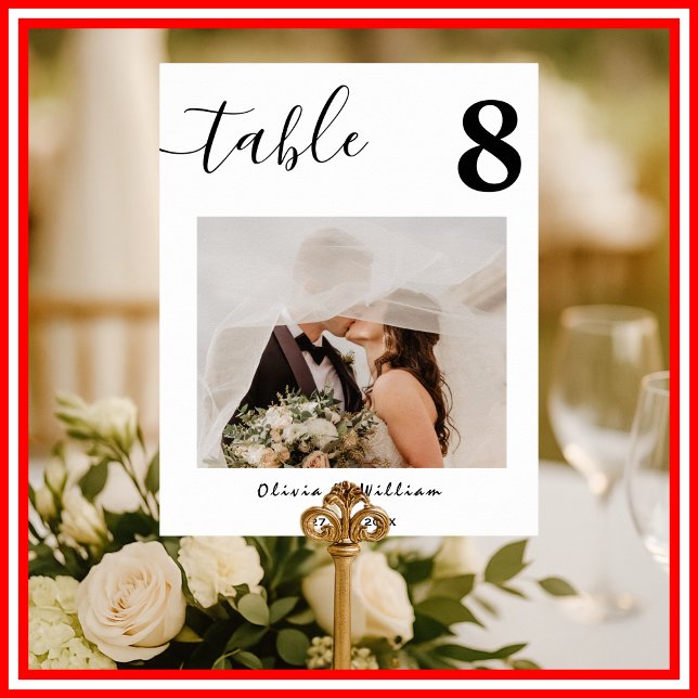 Affiche Numéro de table de mariage élégant avec PHOTO Call (Créateur téléchargé)