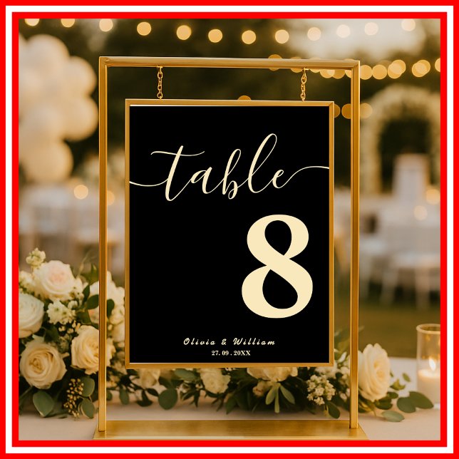 Affiche Numéro de table de mariage jaune beurre noir  (Créateur téléchargé)