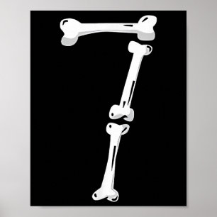 Affiche Numéro d'os de squelette 7 Numéro effrayant 67 Six