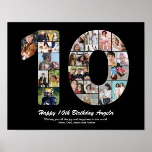 Affiche Numéro du 10e anniversaire Collage photo personnal
