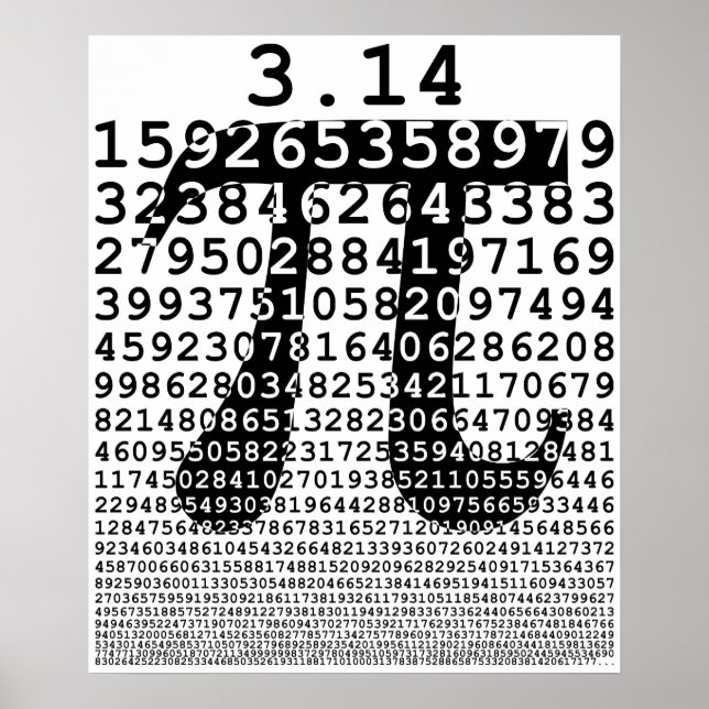 Affiche Numéro noir d'origine pi jour symbole mathématique (Devant)