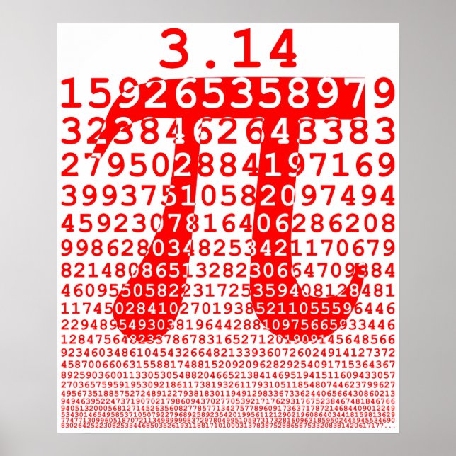 Affiche Numéro rouge d'origine pi jour symbole mathématiqu (Devant)