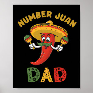 Affiche Numéro Un Papa Funny Fête des pères Mexicaine Juan