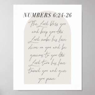 Affiche Numéros 6:24-26 Script minimal Boho Arc Beige Boho