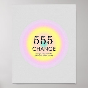 Affiche Numéros d'ange Numérologie 555 Changement de signi