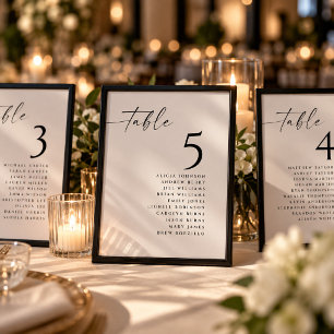 Affiche Numéros de table de plan de table de mariage 20x25