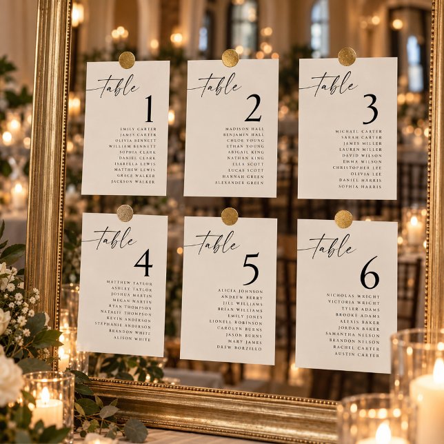 Affiche Numéros de table de plan de table de mariage 5x7 (Créateur téléchargé)