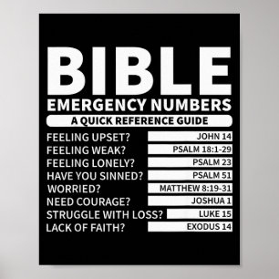 Affiche Numéros d'urgence drôles de la Bible Chrétien 