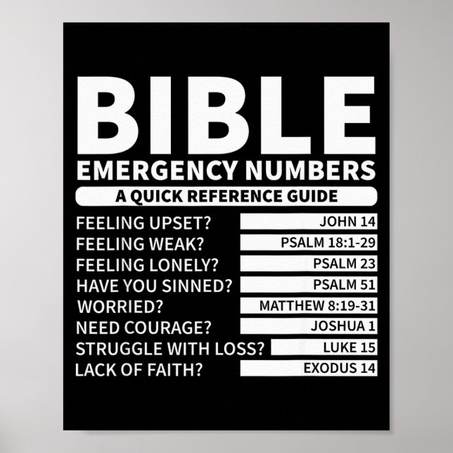 Affiche Numéros d'urgence drôles de la Bible Chrétien  (Devant)