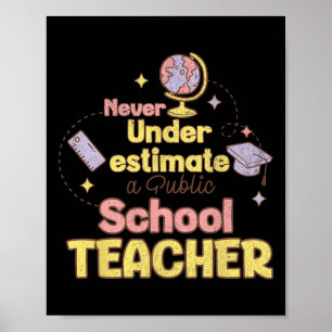 Affiche N'underestimez Jamais Un Professeur D'école Publiq