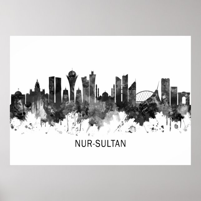Affiche Nur-Sultan Kazakhstan Skyline BW (Devant)