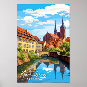Affiche Nuremberg Allemagne Illustration de voyage artisan