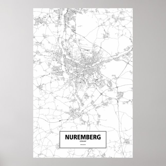 Affiche Nuremberg, Allemagne (noir sur blanc) (Devant)