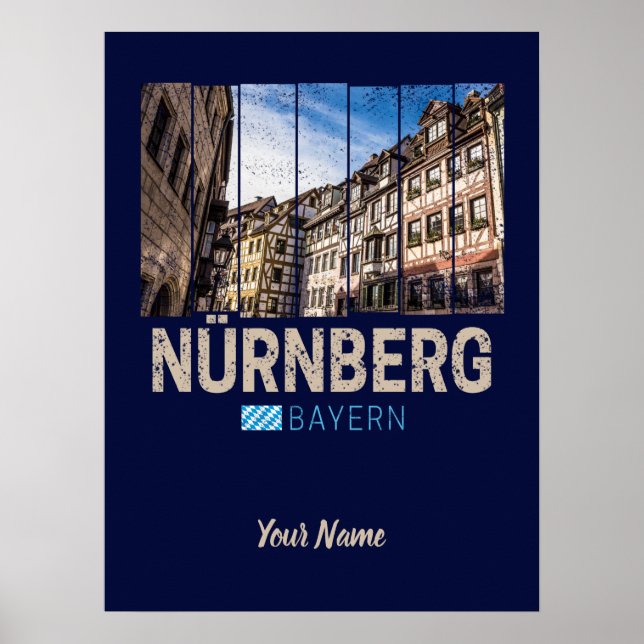 Affiche Nuremberg Bavière Vintage Allemagne Souvenir (Devant)