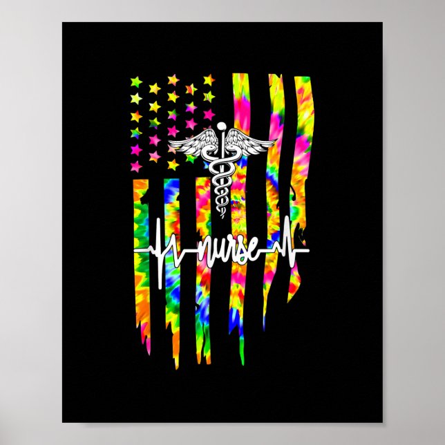 Affiche Nurse American Flag USA Drapeau Patriotique Nurse (Devant)