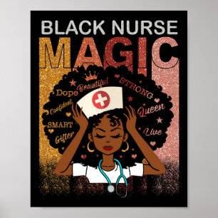 Affiche Nurse Black Woman Magic Afro Melanin Queen Black H