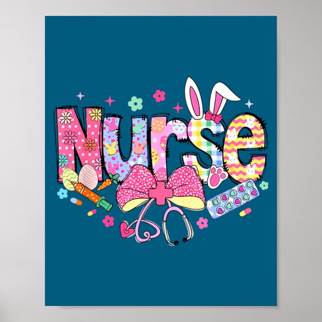 Affiche Nurse Easter Day Cute Coquette Stethoscope Nursing (Devant)