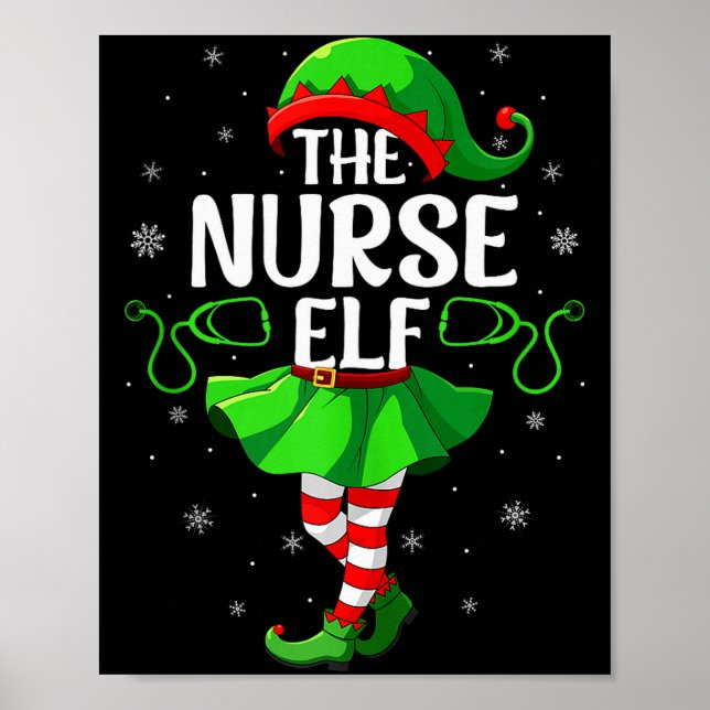 Affiche Nurse Elf Christmas Girls Women Elf Squad Xmas Fam (Devant)