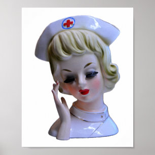 Affiche Nurse Front Line Hero Caregiver Lady Head Vase