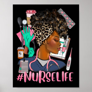 Affiche Nurse Life Femmes afro-américaines Noires Leopard