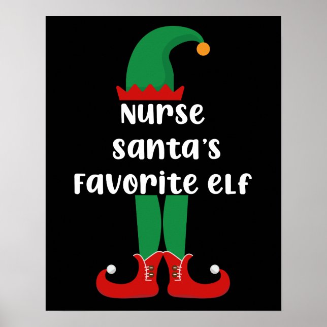 Affiche Nurse Santa's Favorite Elf Funny Nurse Christmas (Devant)
