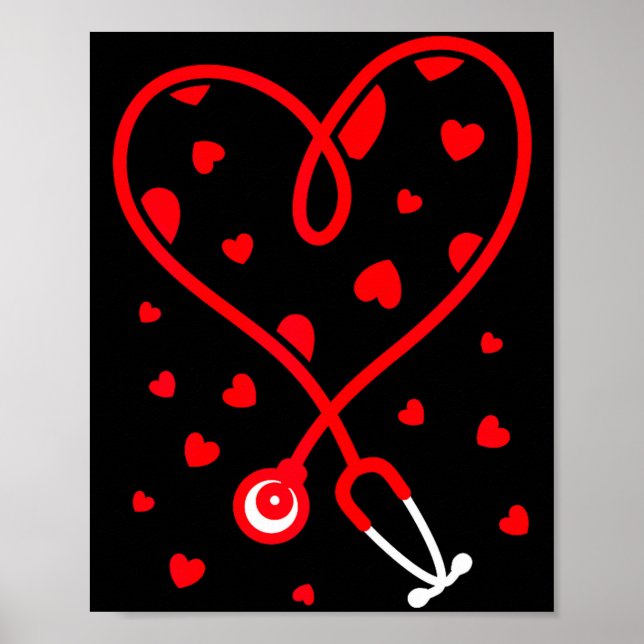 Affiche Nurse Stethoscope Heart Valentine's Day Nursing  (Devant)