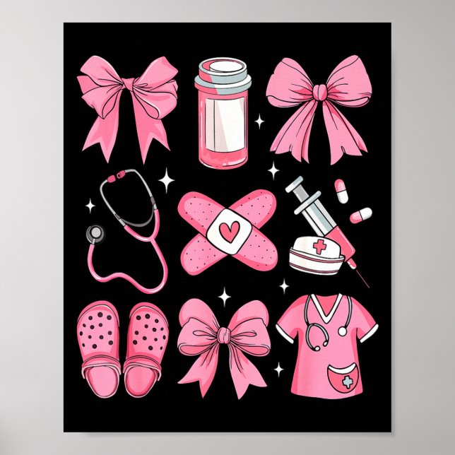 Affiche Nurse Valentines Day Coquette Bow Valentine Nurse  (Devant)