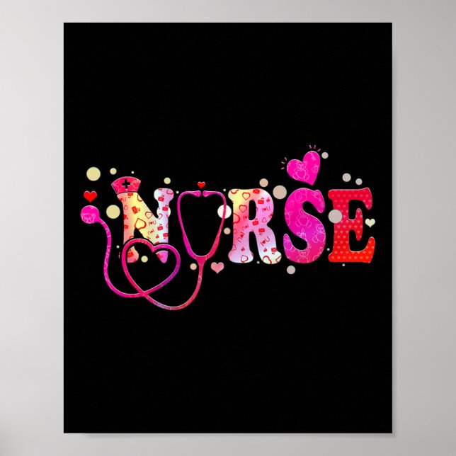Affiche Nurse Valentines Day Valentine Scrub Top Femmes Sc (Devant)