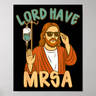Affiche Nurse vie soins dieu jésus mème rn réa seigneur ai