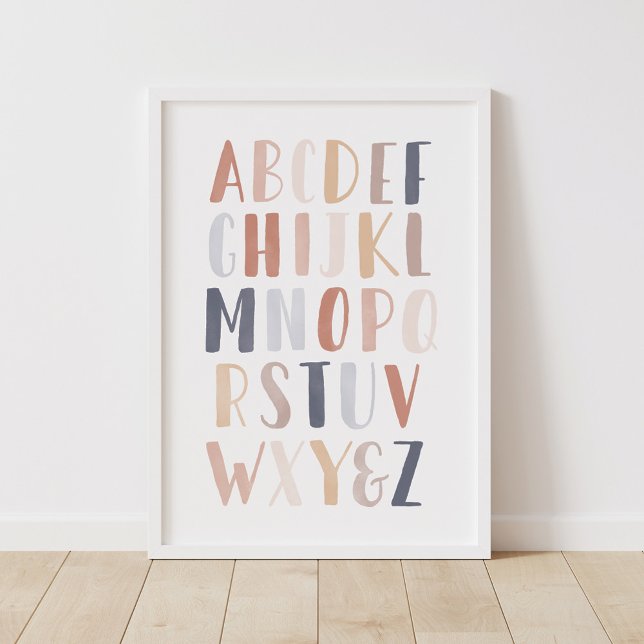 Affiche Nurserie Alphabet Aquarelle Neutre (Créateur téléchargé)