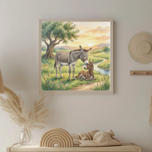 Affiche Nurserie Âne Mère et Poulain (Créateur téléchargé)