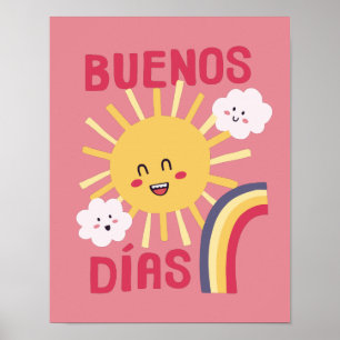 Affiche Nurserie Art du Soleil Heureux en Espagnol