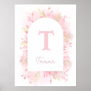 Affiche nurserie au feuillage rose