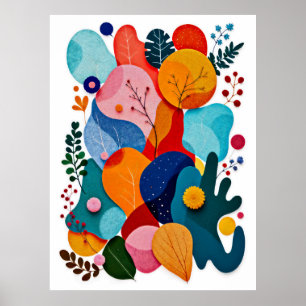 Affiche Nurserie Bohème Florale Abstraite et Colorée en La