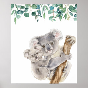 Affiche Nurserie de Koalas Australiens Mère et Bébé