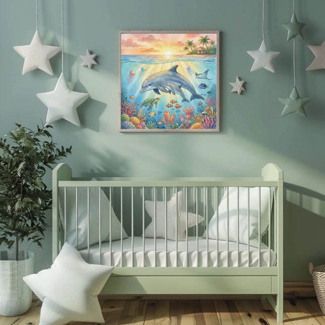 Affiche Nurserie de Maman Dauphin et son Petit (Créateur téléchargé)