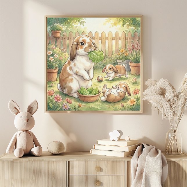 Affiche Nurserie de Maman Lapin et Bébés (Créateur téléchargé)