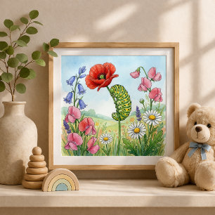 Affiche Nurserie de petits insectes chenille