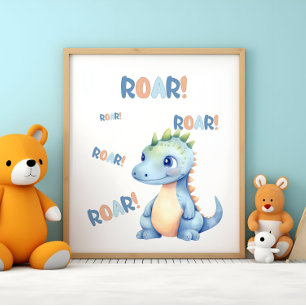 Affiche Nurserie dinosaure à l'aquarelle mignonne