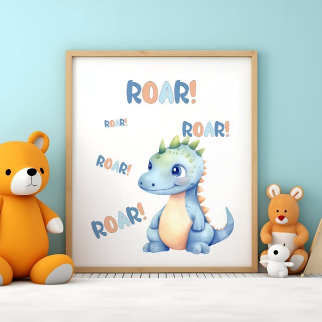 Affiche Nurserie dinosaure à l'aquarelle mignonne  (Créateur téléchargé)