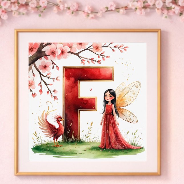 Affiche Nurserie Fille Lettre F Fée Florale (Créateur téléchargé)