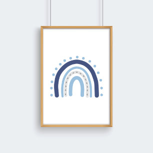 Affiche Nurserie garçon gris et marine Décor arc-en-ciel