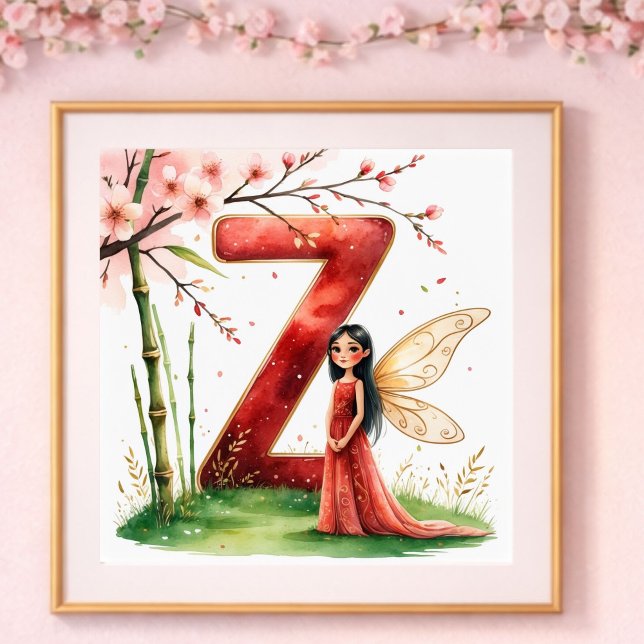Affiche Nurserie Lettre Z Fée Florale pour Bébé Fille (Créateur téléchargé)