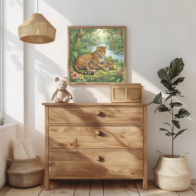 Affiche Nurserie Mama Jaguar et petits (Créateur téléchargé)