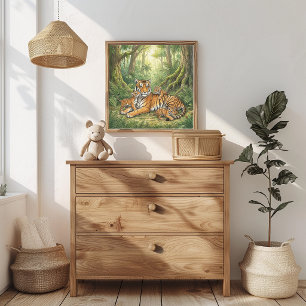 Affiche Nurserie Mama Tigre et ses petits
