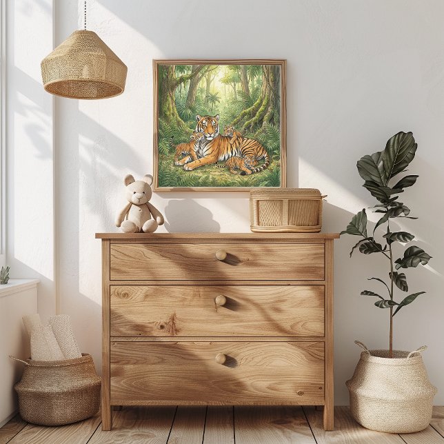 Affiche Nurserie Mama Tigre et ses petits (Créateur téléchargé)