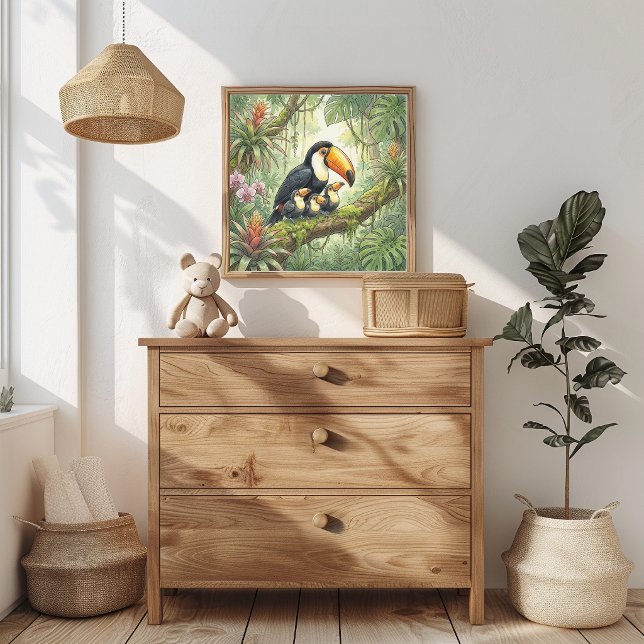 Affiche Nurserie Mama Toucan et Bébés (Créateur téléchargé)