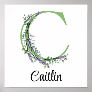 Affiche Nurserie Monogramme C Lavande Eucalyptus