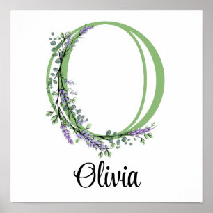 Affiche Nurserie Monogramme O Lavande Eucalyptus